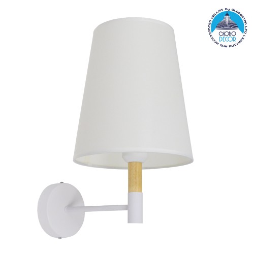 GLOBOSTAR® LYDFORD 01433 Μοντέρνο Φωτιστικό Τοίχου - Απλίκα με Ντουί 1 x E27 AC 220-240V IP20 - Λευκό & Μπέζ - Μ20 x Π28 x Υ36cm