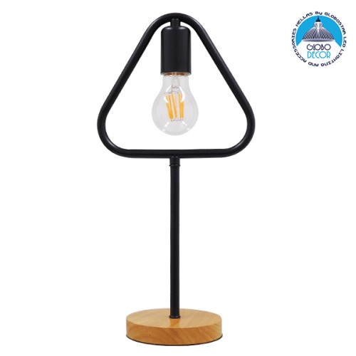 GLOBOSTAR® HONOR TRIANGLE 01436 Μοντέρνο Επιτραπέζιο Φωτιστικό Πορτατίφ με Ντουί 1 x E27 AC 220-240V IP20 - Μαύρο & Μπεζ - M20 x Π20 x Υ40cm