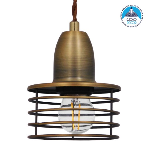 GLOBOSTAR® MANHATTAN 01454 Μοντέρνο Κρεμαστό Φωτιστικό Οροφής με Ντουί 1 x E27 AC 220-240V IP20 - Μπρούτζινο - Μ11 x Π11 x Υ14cm