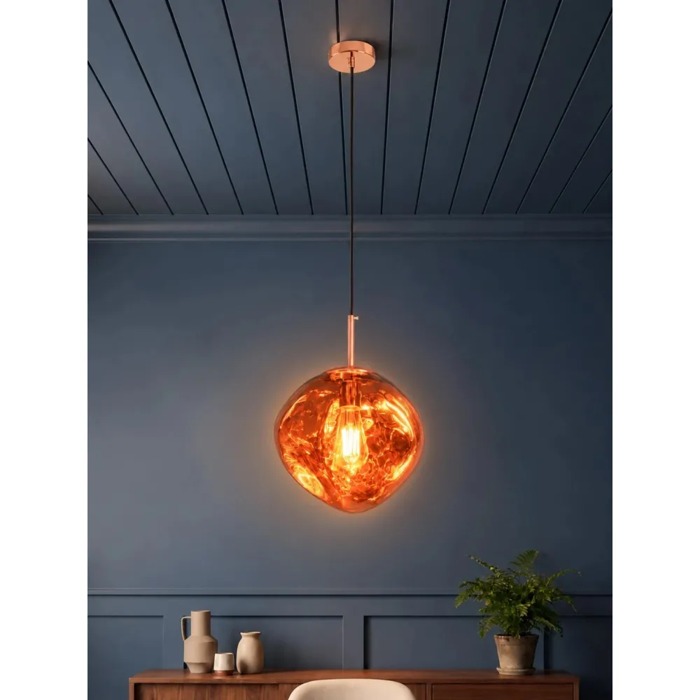 GLOBOSTAR® DIXAR 01461 Μοντέρνο Κρεμαστό Φωτιστικό Οροφής με Ντουί 1 x E27 AC 220-240V IP20 - Χάλκινο - Μ28 x Π28 x Υ40cm