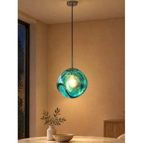 GLOBOSTAR® DIXAR 01463 Μοντέρνο Κρεμαστό Φωτιστικό Οροφής με Ντουί 1 x E27 AC 220-240V IP20 - Μπλε - Μ28 x Π28 x Υ40cm