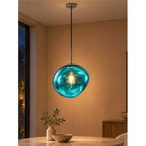 GLOBOSTAR® DIXAR 01467 Μοντέρνο Κρεμαστό Φωτιστικό Οροφής με Ντουί 1 x E27 AC 220-240V IP20 - Μπλε - Μ36 x Π36 x Υ45cm