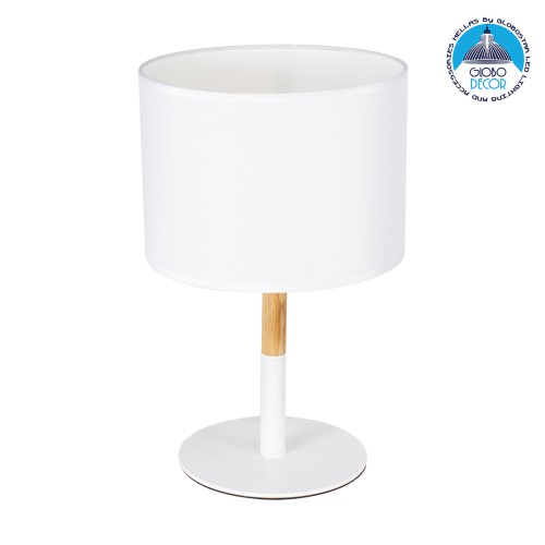 GLOBOSTAR® BRONX 01520 Μοντέρνο Επιτραπέζιο Φωτιστικό Πορτατίφ με Ντουί 1 x E27 AC 220-240V IP20 - Λευκό & Μπεζ - Μ25 x Π25 x Υ40cm