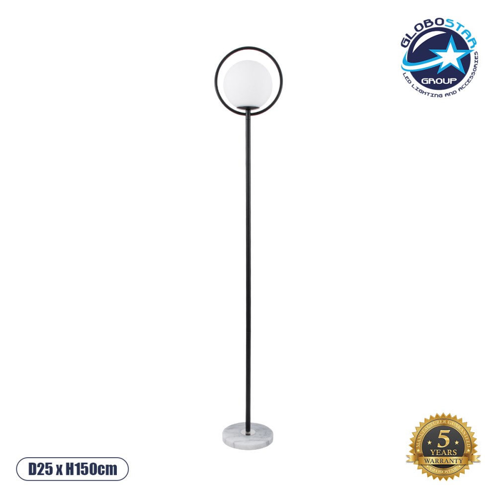 GLOBOSTAR® VERSAILLES 01540 Μοντέρνο Επιδαπέδιο Φωτιστικό με Ντουί 1 x E27 AC 220-240V IP20 - Μαύρο & Λευκό - Μ25 x Π25 x Υ150cm