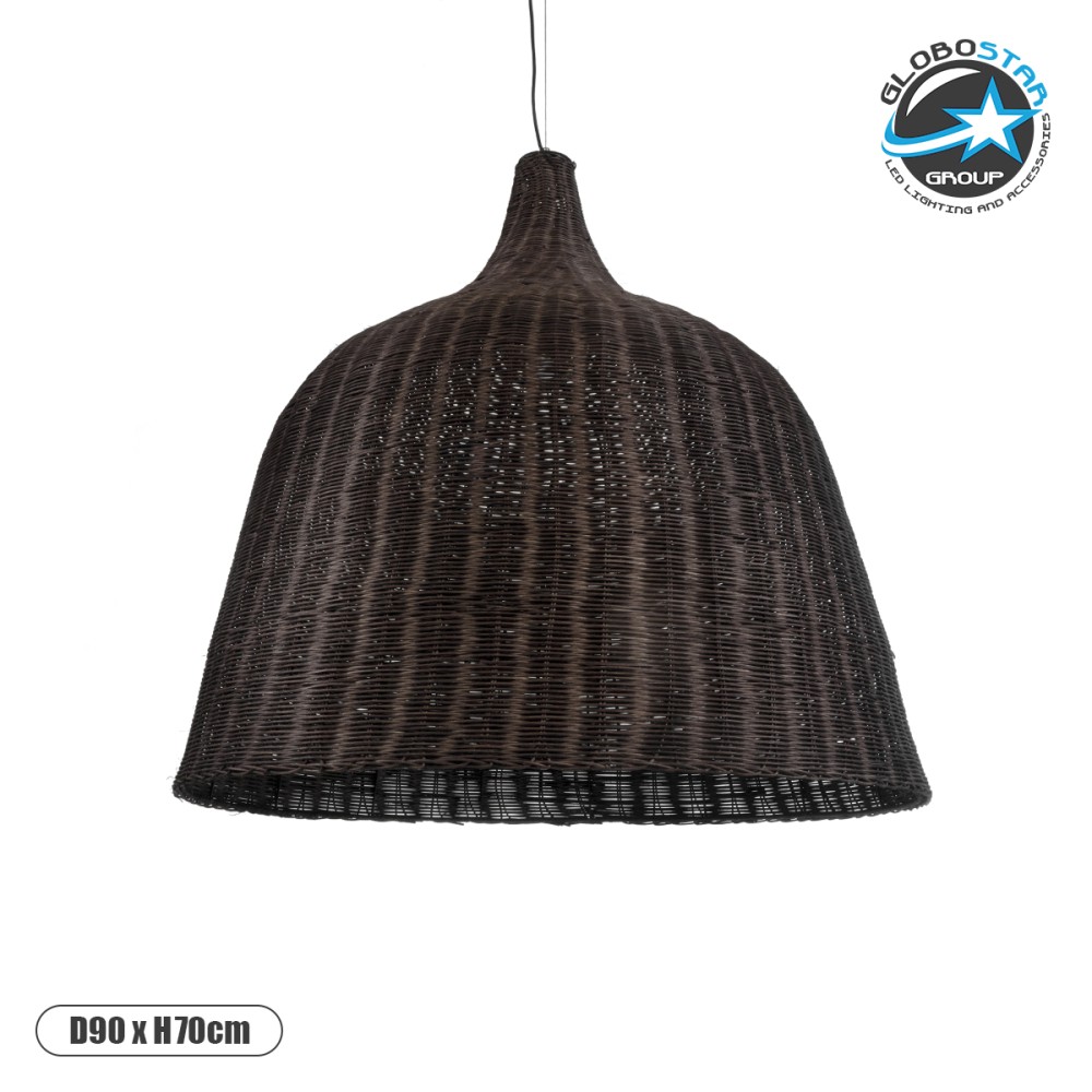 GLOBOSTAR® BAHAMAS 01569 Boho Κρεμαστό Φωτιστικό Οροφής με Ντουί 1 x E27 AC 220-240V IP20 - Καφέ - Μ90 x Π90 x Y90cm