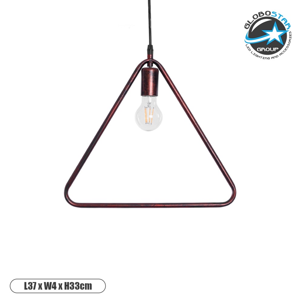 GLOBOSTAR® DELTA 01581 Μοντέρνο Κρεμαστό Φωτιστικό Οροφής με Ντουί 1 x E27 AC 220-240V IP20 - Χάλκινο - Μ37 x Π4 x Υ33cm