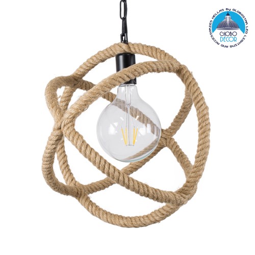 GLOBOSTAR® BALANCE 01596 Vintage Κρεμαστό Φωτιστικό Οροφής με Ντουί 1 x E27 AC 220-240V IP20 - Μαύρο & Μπεζ - Μ35 x Π35 x Υ36cm