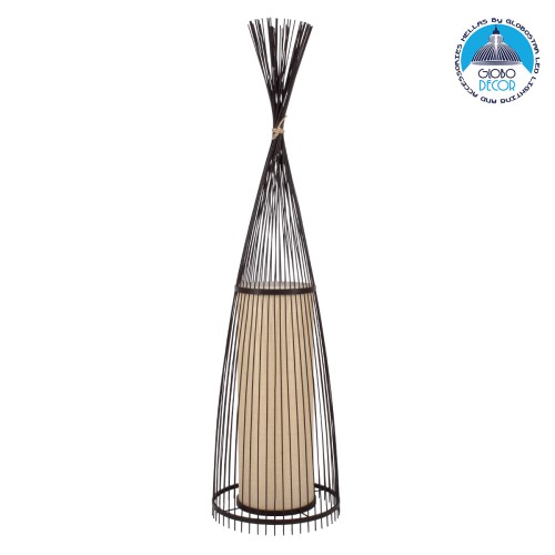 GLOBOSTAR® AZORES 01756 Boho Επιδαπέδιο Φωτιστικό με Ντουί 1 x E27 AC 220-240V IP20 - Καφέ & Μπεζ - Μ40 x Π40 x Υ150cm