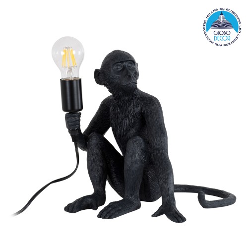 GLOBOSTAR® APES 01807 Μοντέρνο Επιτραπέζιο Φωτιστικό Πορτατίφ με Ντουί 1 x E27 AC 220-240V IP20 - Μαύρο - Μ30 x Π27 x Υ30cm