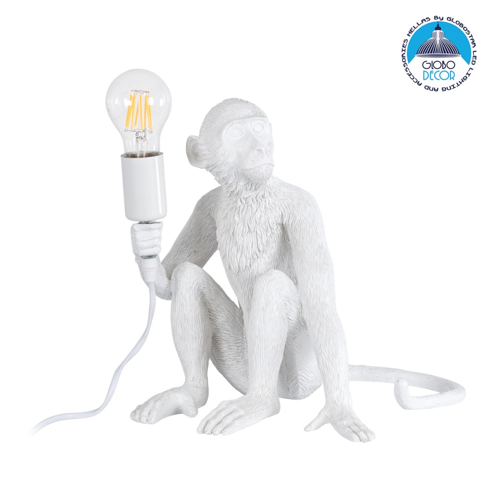 GLOBOSTAR® APES 01808 Μοντέρνο Επιτραπέζιο Φωτιστικό Πορτατίφ με Ντουί 1 x E27 AC 220-240V IP20 - Λευκό - Μ30 x Π27 x Υ30cm
