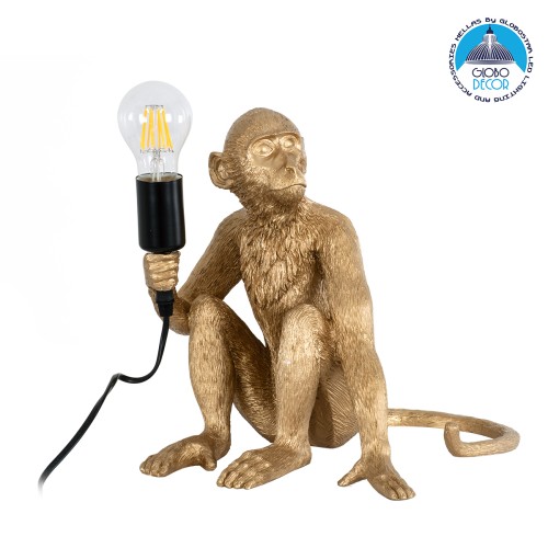 GLOBOSTAR® APES 01809 Μοντέρνο Επιτραπέζιο Φωτιστικό Πορτατίφ με Ντουί 1 x E27 AC 220-240V IP20 - Χρυσό - Μ30 x Π27 x Υ30cm