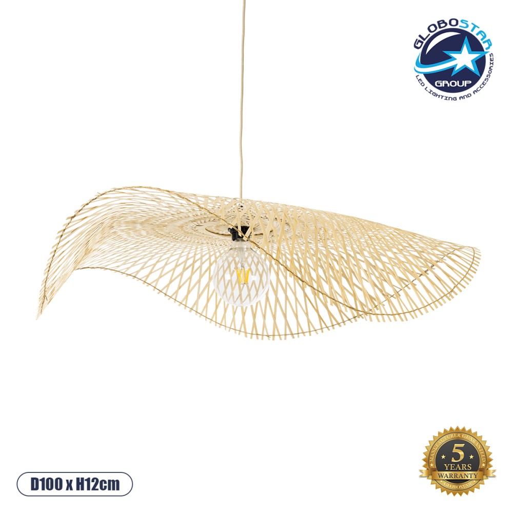 GLOBOSTAR® MELEMELE 01842 Boho Κρεμαστό Φωτιστικό Οροφής με Ντουί 1 x E27 AC 220-240V IP20 - Μπεζ - Μ100 x Π100 x Υ12cm