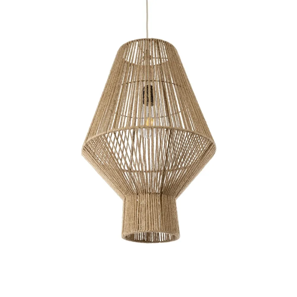 GLOBOSTAR® CAYMAN 01853 Boho Κρεμαστό Φωτιστικό Οροφής με Ντουί 1 x E27 AC 220-240V IP20 - Μπεζ - Μ40 x Π40 x Υ60cm