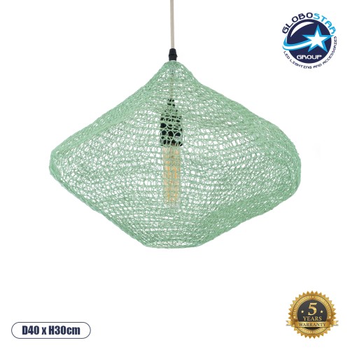 GLOBOSTAR® KENTUCKY 01864 Vintage Κρεμαστό Φωτιστικό Οροφής με Ντουί 1 x E27 AC 220-240V IP20 - Τιρκουάζ - Μ40 x Π40 x Υ30cm