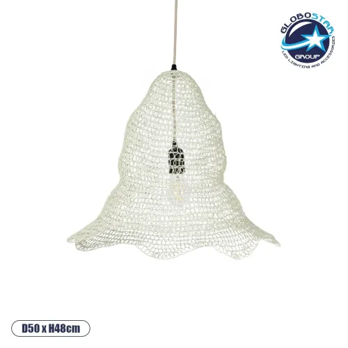 GLOBOSTAR® KENTUCKY 01889 Vintage Κρεμαστό Φωτιστικό Οροφής με Ντουί 1 x E27 AC 220-240V IP20 - Λευκό - Μ50 x Π50 x Υ48cm