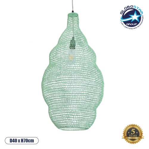 GLOBOSTAR® KENTUCKY 01897 Vintage Κρεμαστό Φωτιστικό Οροφής με Ντουί 1 x E27 AC 220-240V IP20 - Τιρκουάζ - Μ40 x Π40 x Υ70cm