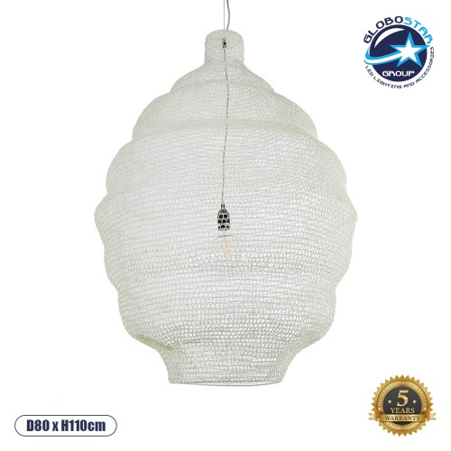 GLOBOSTAR® KENTUCKY 01901 Vintage Κρεμαστό Φωτιστικό Οροφής με Ντουί 1 x E27 AC 220-240V IP20 - Λευκό - Μ80 x Π80 x Y110cm