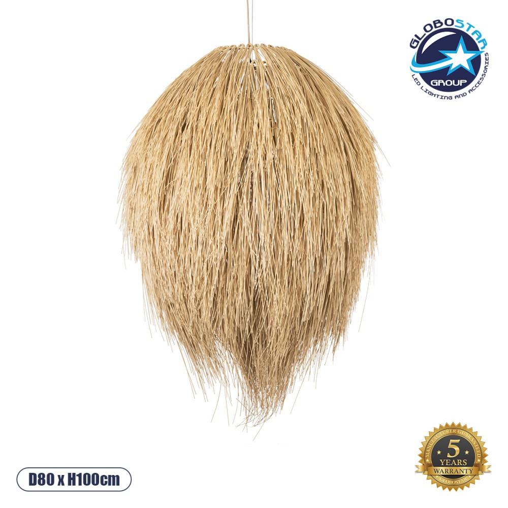 GLOBOSTAR® ARCHIPELAGO 01913 Boho Κρεμαστό Φωτιστικό Οροφής με Ντουί 1 x E27 AC 220-240V IP20 - Μπεζ - Μ80 x Π80 x Υ100cm