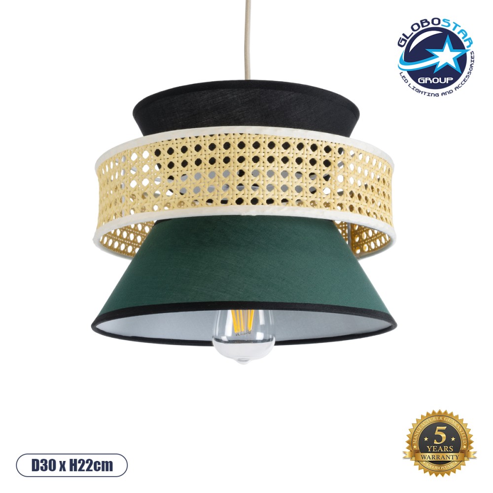 GLOBOSTAR® SAIGE 01915 Boho Κρεμαστό Φωτιστικό Οροφής με Ντουί 1 x E27 AC 220-240V IP20 - Πολύχρωμο - Μ30 x Π30 x Υ22cm