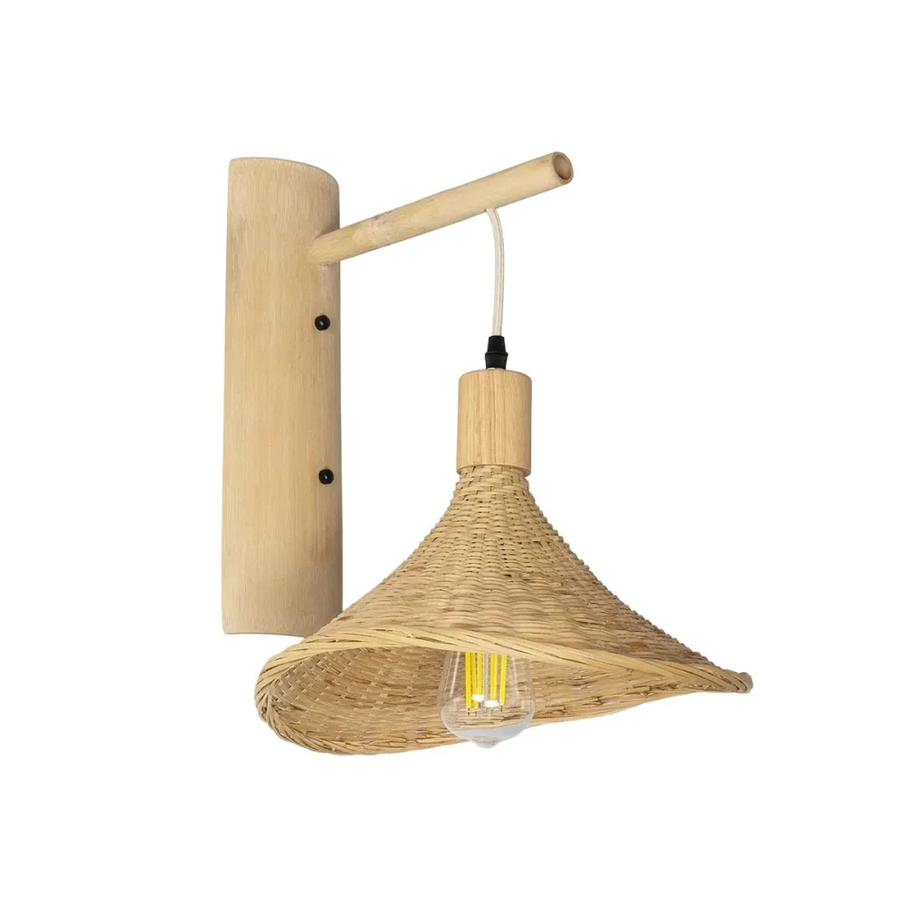 GLOBOSTAR® KALIA 01964 Boho Φωτιστικό Τοίχου - Απλίκα με Ντουί 1 x E27 AC 220-240V IP20 - Μπεζ - Μ33 x Π36 x Υ42cm