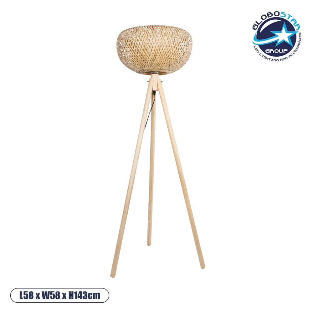 GLOBOSTAR® POPPY 01983 Boho Επιδαπέδιο Φωτιστικό με Ντουί 1 x E27 AC 220-240V IP20 - Μπεζ - Μ58 x Π58 x Υ143cm