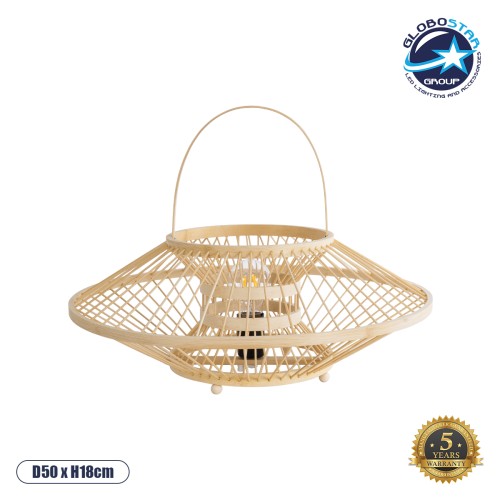 GLOBOSTAR® SORENIA 02005 Boho Επιτραπέζιο Φωτιστικό Πορτατίφ με Ντουί 1 x E27 AC 220-240V IP20 - Μπεζ - Μ50 x Π50 x Υ18cm