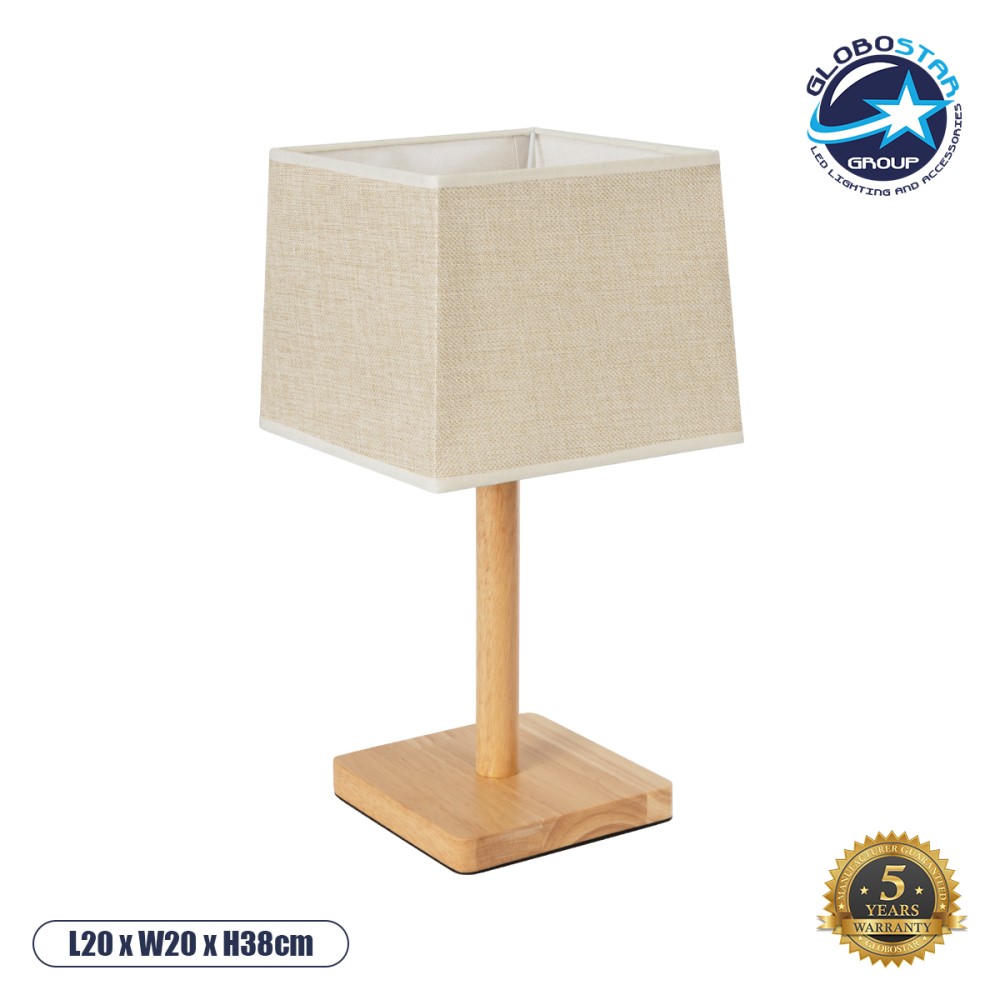 GLOBOSTAR® KOLIPE 02038 Boho Επιτραπέζιο Φωτιστικό Πορτατίφ με Ντουί 1 x E27 AC 220-240V IP20 - Μπεζ - Μ18 x Π18 x Υ25cm