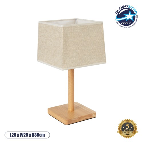 GLOBOSTAR® KOLIPE 02038 Boho Επιτραπέζιο Φωτιστικό Πορτατίφ με Ντουί 1 x E27 AC 220-240V IP20 - Μπεζ - Μ18 x Π18 x Υ25cm