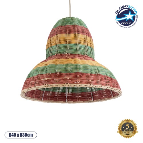GLOBOSTAR® CABALLEROS 02057 Boho Κρεμαστό Φωτιστικό Οροφής με Ντουί 1 x E27 AC 220-240V IP20 - Πολύχρωμο - Μ40 x Π40 x Υ30cm