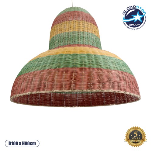 GLOBOSTAR® CABALLEROS 02059 Boho Κρεμαστό Φωτιστικό Οροφής με Ντουί 1 x E27 AC 220-240V IP20 - Πολύχρωμο - Μ100 x Π100 x Υ80cm