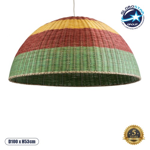 GLOBOSTAR® CABALLEROS 02062 Boho Κρεμαστό Φωτιστικό Οροφής με Ντουί 1 x E27 AC 220-240V IP20 - Πολύχρωμο - Μ100 x Π100 x Υ53cm