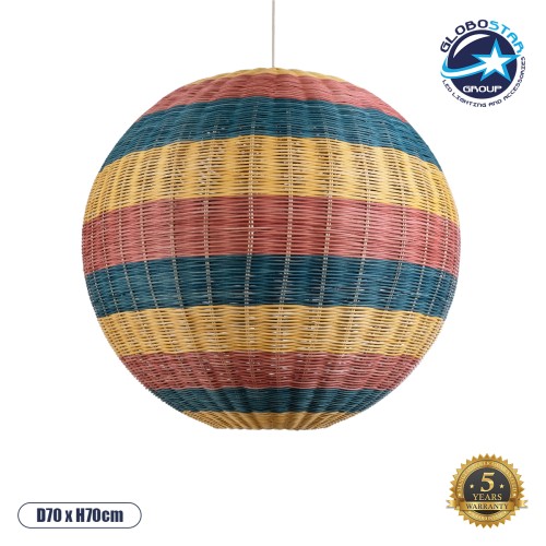 GLOBOSTAR® CABALLEROS 02063 Boho Κρεμαστό Φωτιστικό Οροφής με Ντουί 1 x E27 AC 220-240V IP20 - Πολύχρωμο - Μ70 x Π70 x Υ70cm
