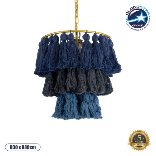 GLOBOSTAR® MISSOULA 02085 Boho Κρεμαστό Φωτιστικό Οροφής με Ντουί 1 x E27 AC 220-240V IP20 - Πολύχρωμο - Μ30 x Π30 x Υ40cm