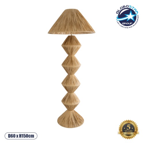 GLOBOSTAR® LUANA 02108 Boho Επιδαπέδιο Φωτιστικό με Ντουί 1 x E27 AC 220-240V IP20 - Μπεζ - Μ60 x Π60 x Υ150cm