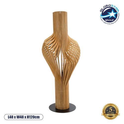 GLOBOSTAR® MIHIRO 02150 Boho Επιδαπέδιο Φωτιστικό με Ντουί 1 x E27 AC 220-240V IP20 - Μπέζ & Μαύρο - Μ48 x Π48 x Υ120cm
