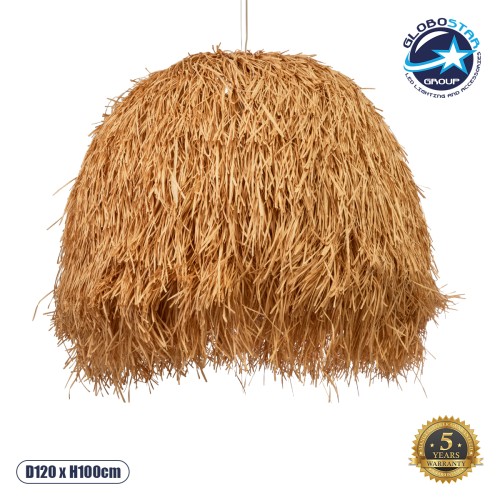 GLOBOSTAR® GUADELOUPE 02156 Boho Κρεμαστό Φωτιστικό Οροφής με Ντουί 1 x E27 AC 220-240V IP20 - Μπεζ - Μ120 x Π120 x Υ100cm
