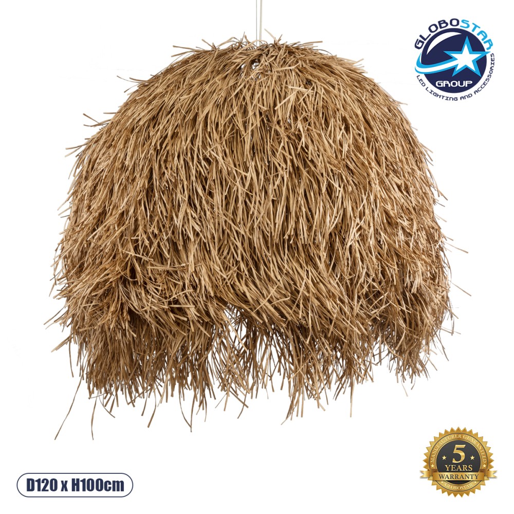 GLOBOSTAR® GUADELOUPE 02159 Boho Κρεμαστό Φωτιστικό Οροφής με Ντουί 1 x E27 AC 220-240V IP20 - Μπεζ - Μ120 x Π120 x Υ100cm