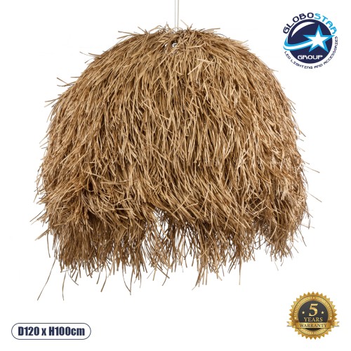 GLOBOSTAR® GUADELOUPE 02159 Boho Κρεμαστό Φωτιστικό Οροφής με Ντουί 1 x E27 AC 220-240V IP20 - Μπεζ - Μ120 x Π120 x Υ100cm