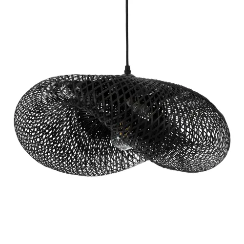 GLOBOSTAR® MEXICO 02201 Boho Κρεμαστό Φωτιστικό Οροφής με Ντουί 1 x E27 AC 220-240V IP20 - Μαύρο - Μ65 x Π45 x Υ18cm