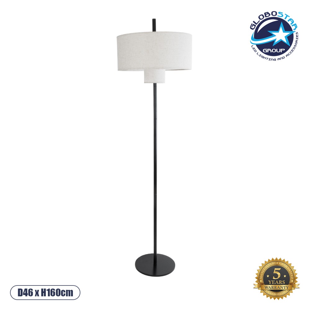 GLOBOSTAR® MARIGOLD 02228 Μοντέρνο Επιδαπέδιο Φωτιστικό με Ντουί 3 x E27 AC 220-240V IP20 - Μαύρο & Λευκό - Μ46 x Π46 x Υ160cm