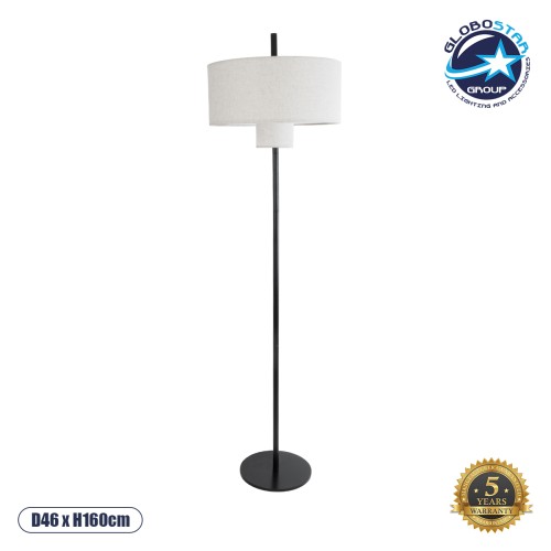 GLOBOSTAR® MARIGOLD 02228 Μοντέρνο Επιδαπέδιο Φωτιστικό με Ντουί 3 x E27 AC 220-240V IP20 - Μαύρο & Λευκό - Μ46 x Π46 x Υ160cm