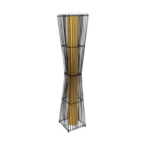 GLOBOSTAR® PALMA 02274 Boho Επιδαπέδιο Φωτιστικό με Ντουί 2 x E27 AC 220-240V IP20 - Μαύρο & Μπεζ - Μ25 x Π25 x Υ140cm