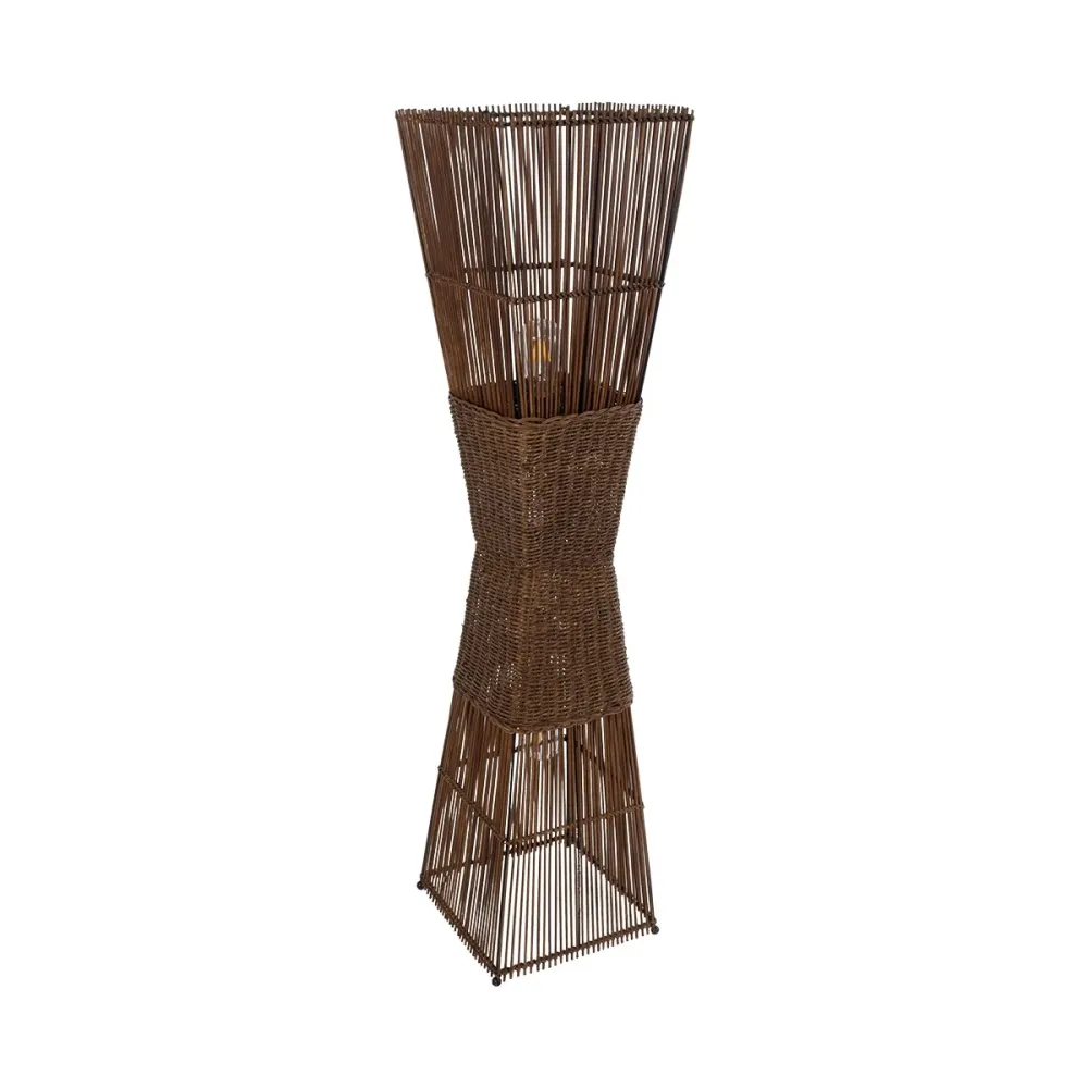 GLOBOSTAR® PALMA 02275 Boho Επιδαπέδιο Φωτιστικό με Ντουί 2 x E27 AC 220-240V IP20 - Καφέ - Μ30 x Π30 x Υ130cm