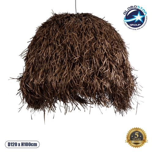 GLOBOSTAR® GUADELOUPE 02295 Boho Κρεμαστό Φωτιστικό Οροφής με Ντουί 1 x E27 AC 220-240V IP20 - Καφέ - Μ120 x Π120 x Υ100cm
