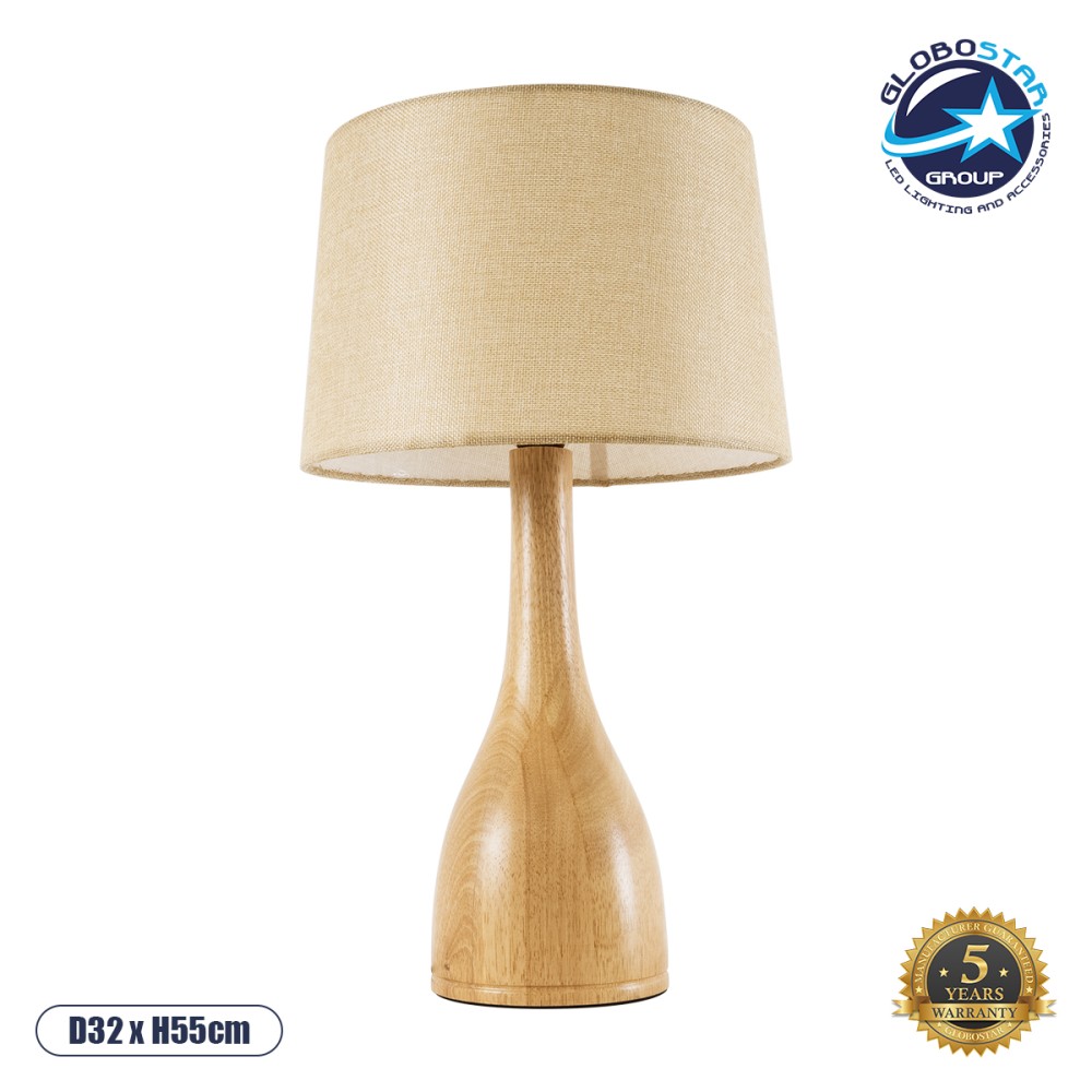 GLOBOSTAR® BERKBAY 02319 Boho Επιτραπέζιο Φωτιστικό Πορτατίφ με Ντουί 1 x E27 AC 220-240V IP20 - Μπεζ - Μ32 x Π32 x Υ55cm