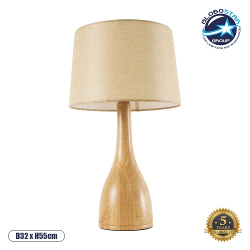 GLOBOSTAR® BERKBAY 02319 Boho Επιτραπέζιο Φωτιστικό Πορτατίφ με Ντουί 1 x E27 AC 220-240V IP20 - Μπεζ - Μ32 x Π32 x Υ55cm