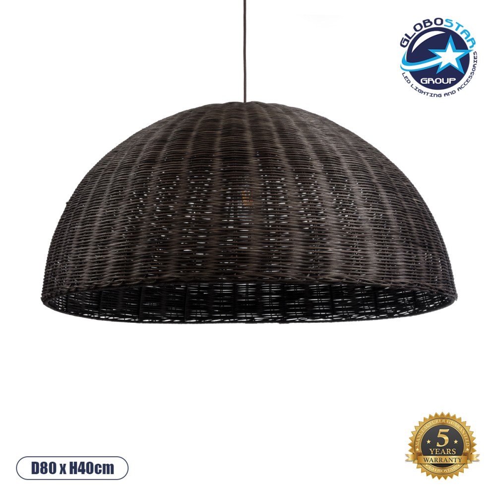 GLOBOSTAR® MONTANA 02382 Boho Κρεμαστό Φωτιστικό Οροφής με Ντουί 1 x E27 AC 220-240V IP20 - Καφέ - Μ80 x Π80 x Υ40cm