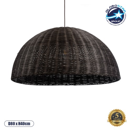 GLOBOSTAR® MONTANA 02382 Boho Κρεμαστό Φωτιστικό Οροφής με Ντουί 1 x E27 AC 220-240V IP20 - Καφέ - Μ80 x Π80 x Υ40cm
