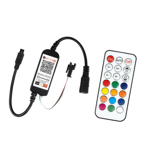 GloboStar® 73449 Ασύρματος Bluetooth LED RGBW Dream-Color Magic Digital Controller με Χειριστήριο IR για LED Digital RGBW Προϊόντα DC 5-24V Max 2048 IC Μ30xΠ2.3xΥ0.9