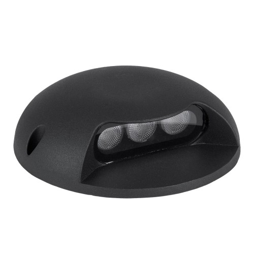 GLOBOSTAR® STEPLUNA 90617 Φωτιστικό Σκαλοπατιού / Διαδρόμου LED 3W 345lm 10° DC 24V Αδιάβροχο IP65 Φυσικό Λευκό 4500K Dimmable - Bridgelux SMD Chip - Μαύρο Ματ - Μ12 x Π12 x Υ3cm - 3 Χρόνια Εγγύηση